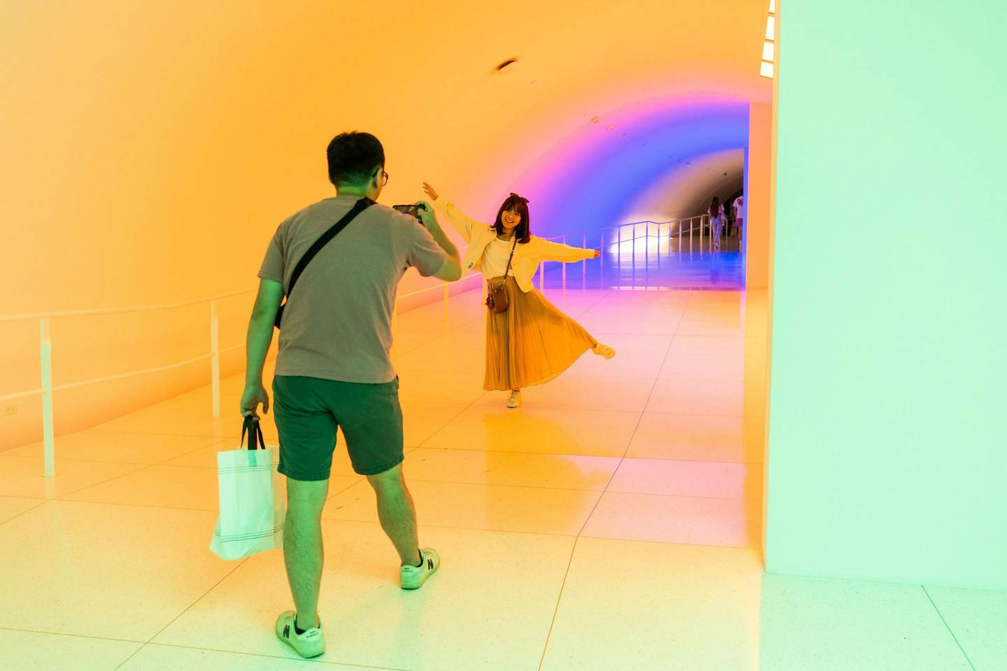 The Museum of Fine Arts Houston City Card (Houston) Snapping a picture within the Carlos Cruz-Diez Chromosaturation Tunnel connecting the Law to Kinder Building
